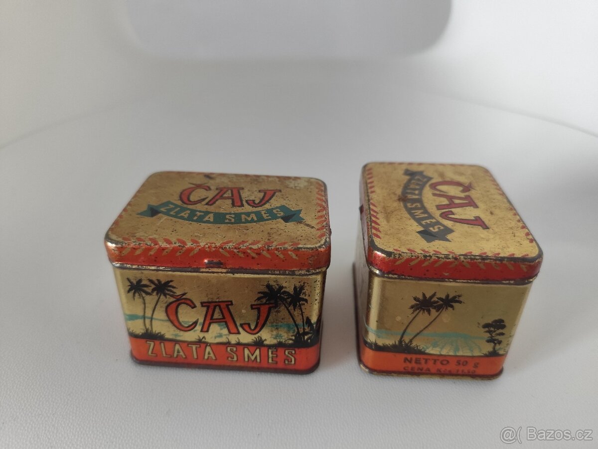 Starožitné plechové krabičky od čaje - 4