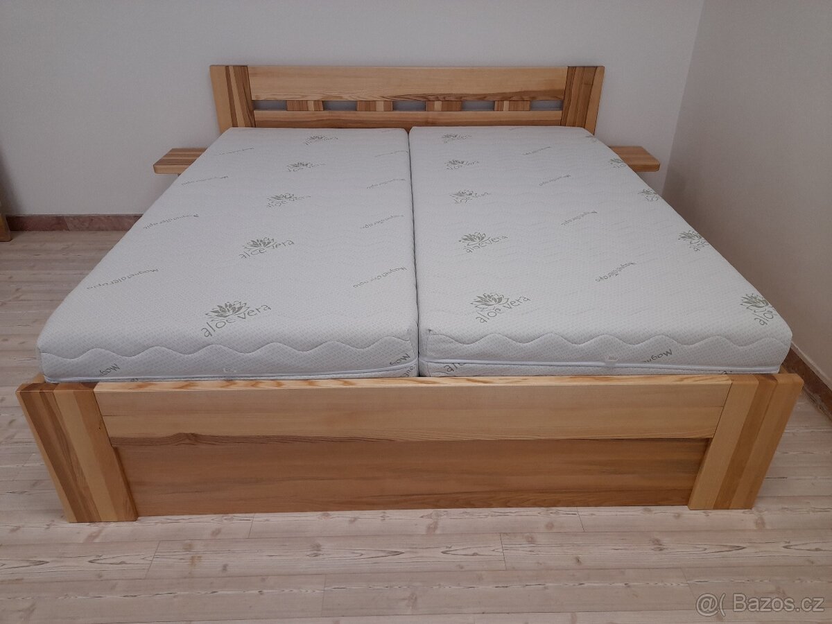 Nová jasanová masivní postel, nosnost 700 kg, Odvezu - 4