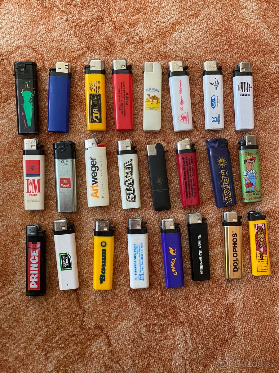 Retro sbírka 120 ks reklamních zapalovačů – mix značek - 4