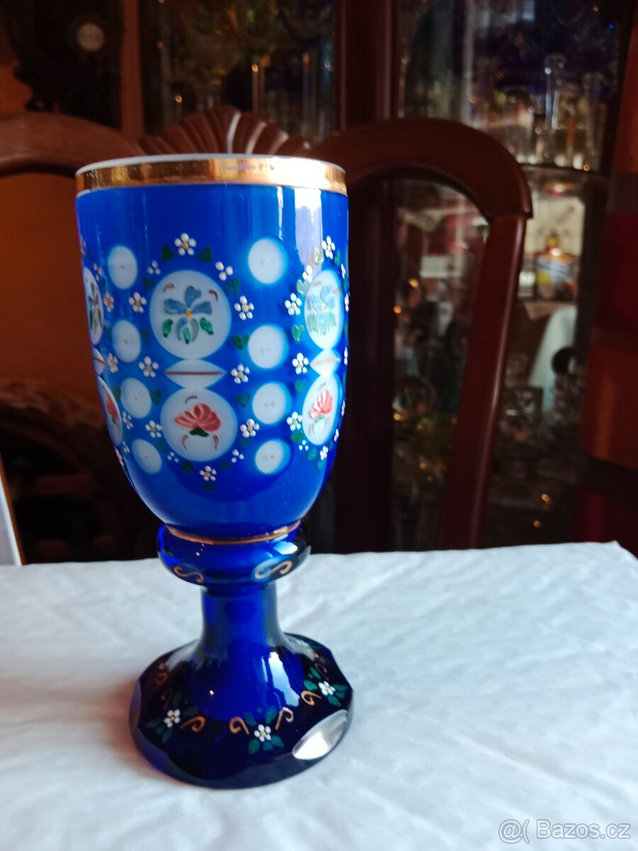 Pěkný, starý přejimaný broušený pohár - 4