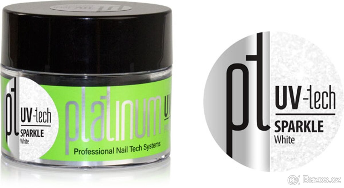 UV-LED PLATINUM Modelážní Gel Stř.Hustý SPARKLE White 50g - 4