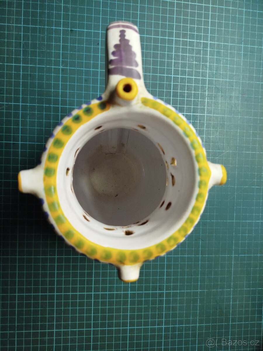 Fajánsový džbán šalebný - žertovní - 4