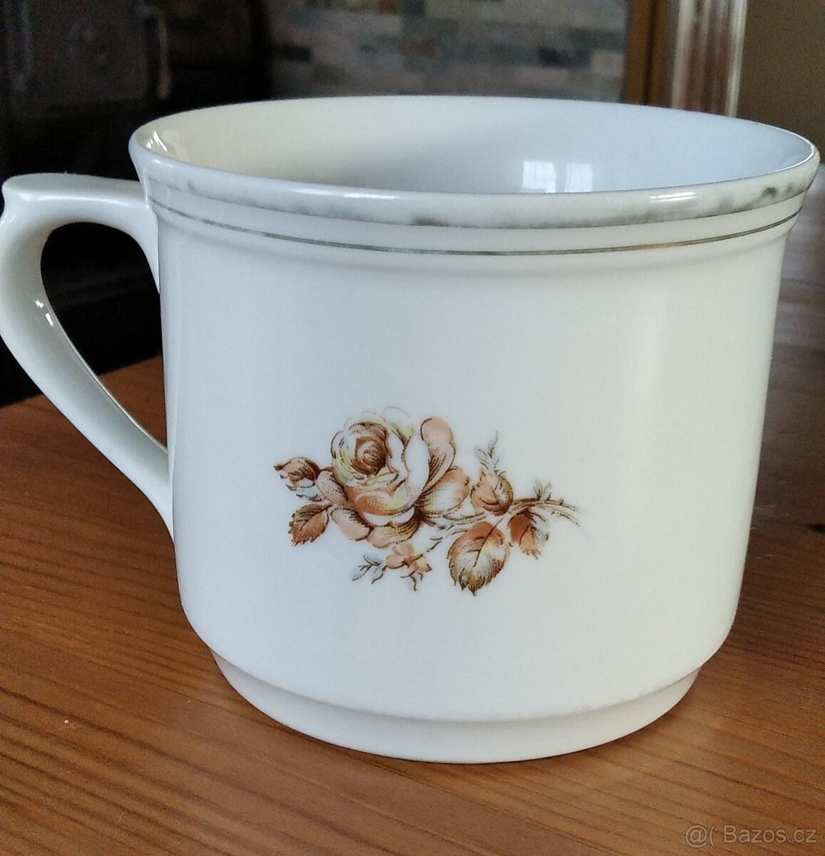 Vařák, starý hrnek, retro, růže - 4