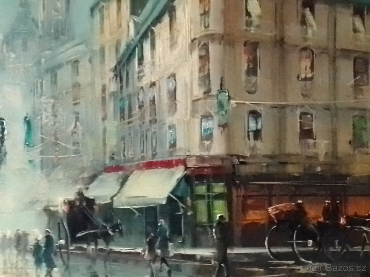 Paříž -olej /plátno -podpis autora, 99x59/116x74cm. - 4