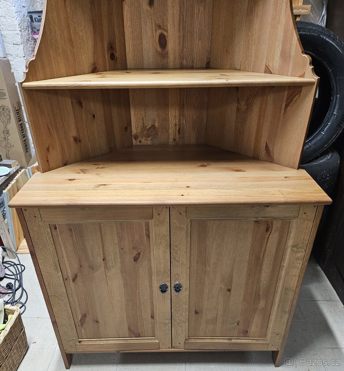 Rohová skříň Ikea Leksvik mořidlo antik - 4