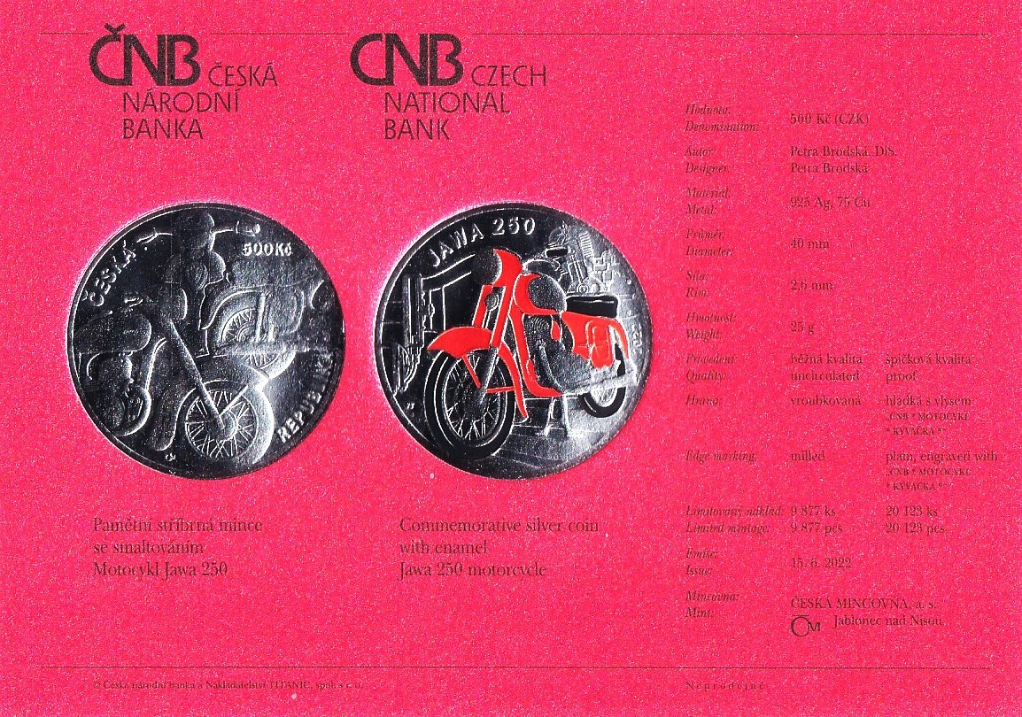 Stříbrná mince CS - 500 Kč - 2022 - Motocykl Jawa 250 - B - 4