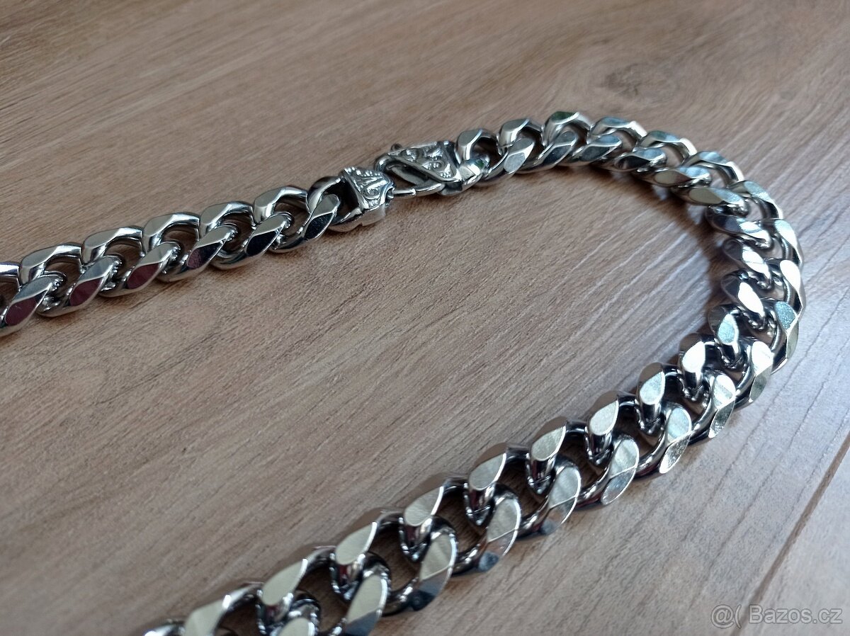 NOVÝ masivní pánský náhrdelník Pancer Silver steel š. 15 mm - 4