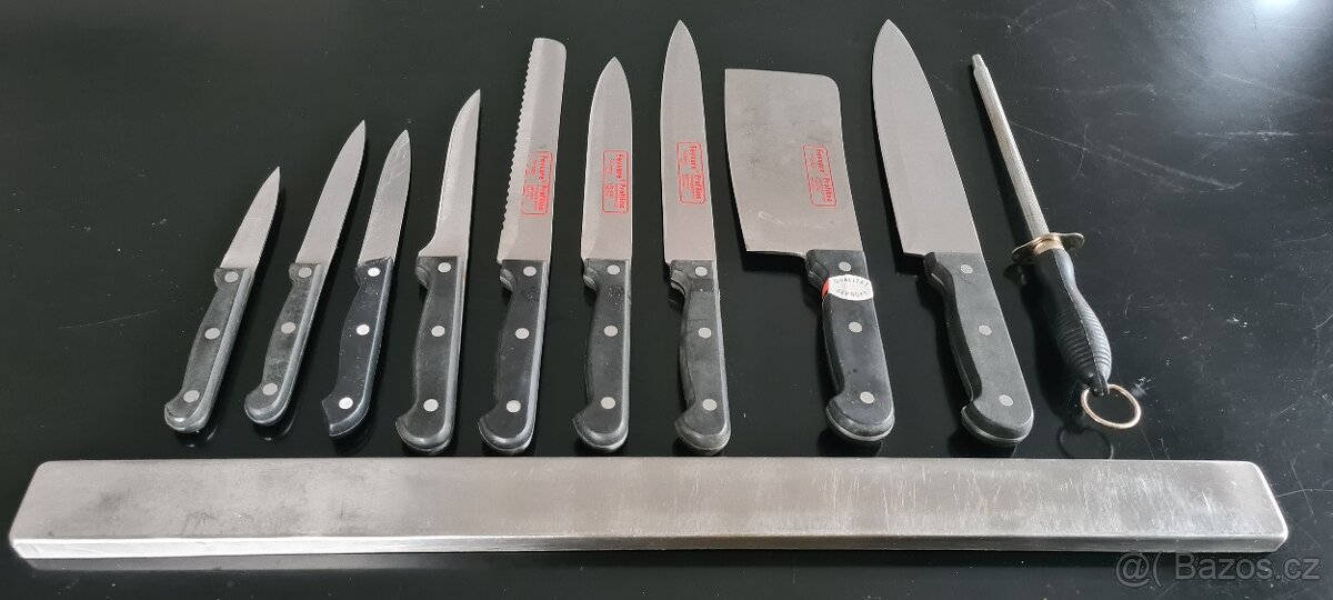 621 - Sada 9ks nožů + ocílka + magnetický držák na zeď - 4