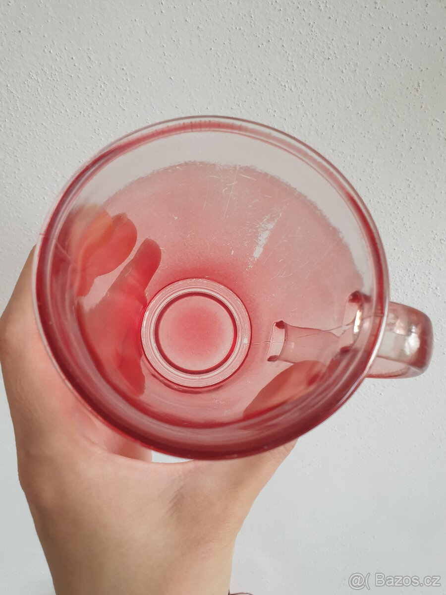 Retro červené skleněné hrnky sklo 2ks - 4