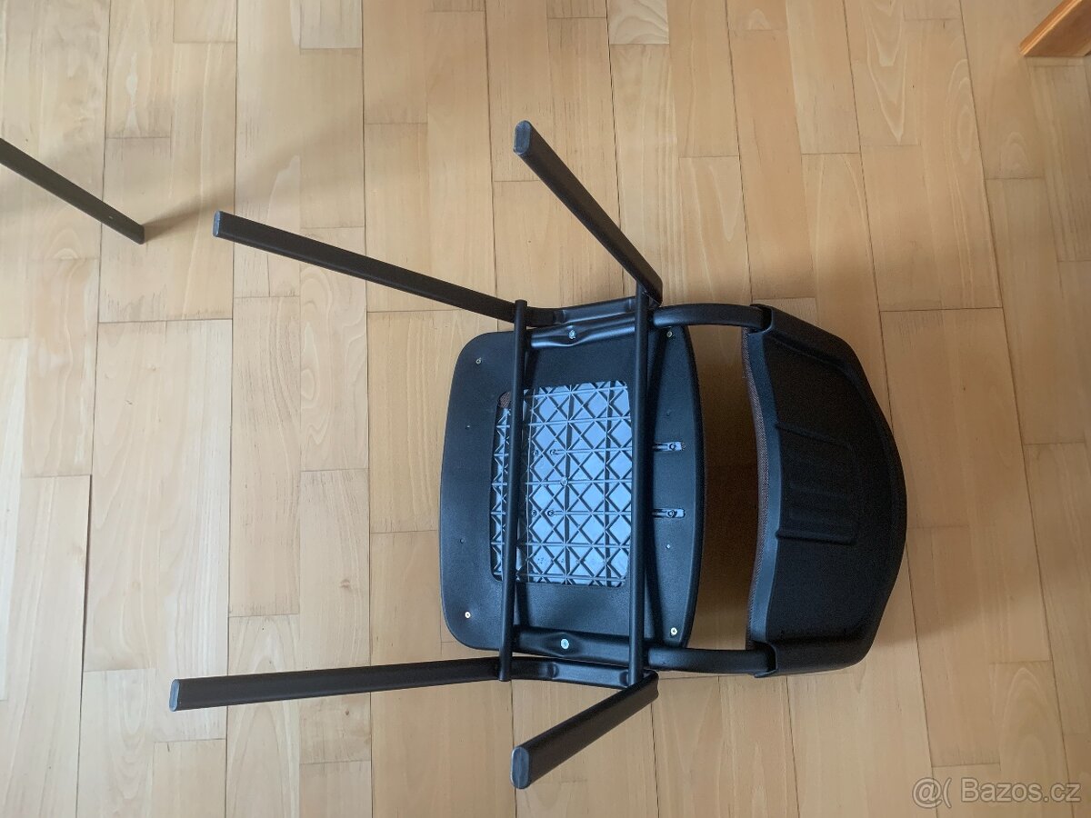 Židle černý matný kov a hnědé čalounění - 4