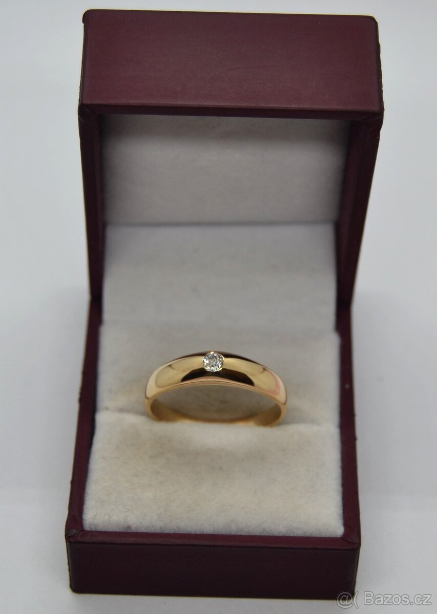 Zlatý prsten s briliantem 0.16 ct - 4