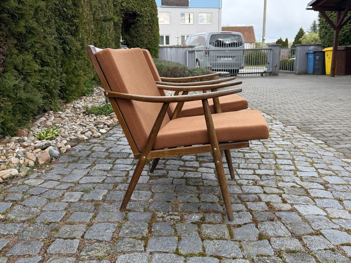 Ikonická retro křesla TON Jaroslav Šmídek 60. léta, originál - 4