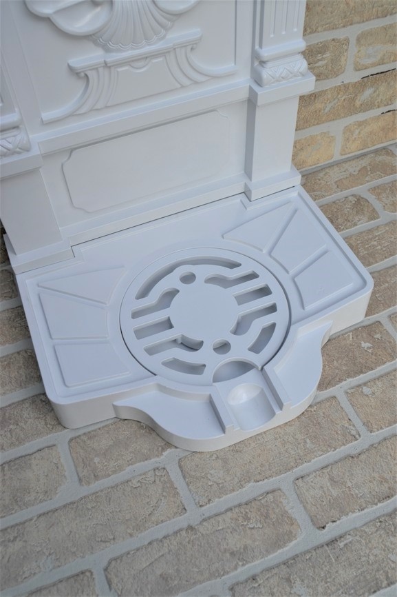 Zahradní kovová výlevka - kašna 83 cm MUŠLE - bílá - 4