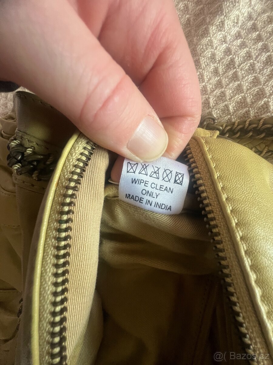 Kožená kabelka/brašna/taška žluto/zelená - 4