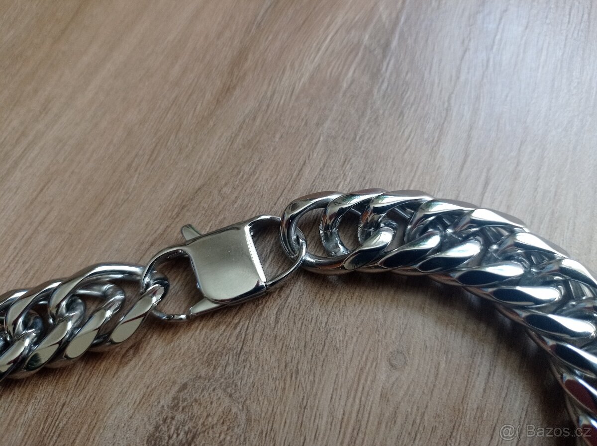 NOVÝ robustní pánský náhrdelník CUBAN Silver steel š. 16 mm - 4