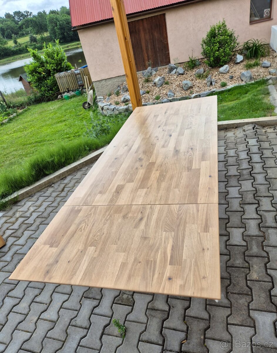 Rozkládací jídelní stůl z masivu - dub - 4