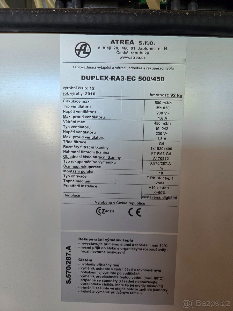 Rekuperační jednotka ATREA DUPLEX RA3 - 4
