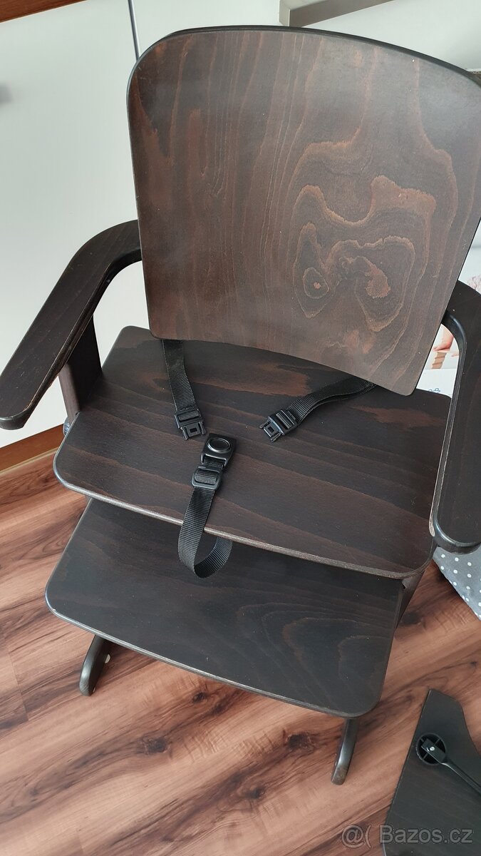 Dřevěná rostoucí židle, pult, popruhy, polstrování - 4