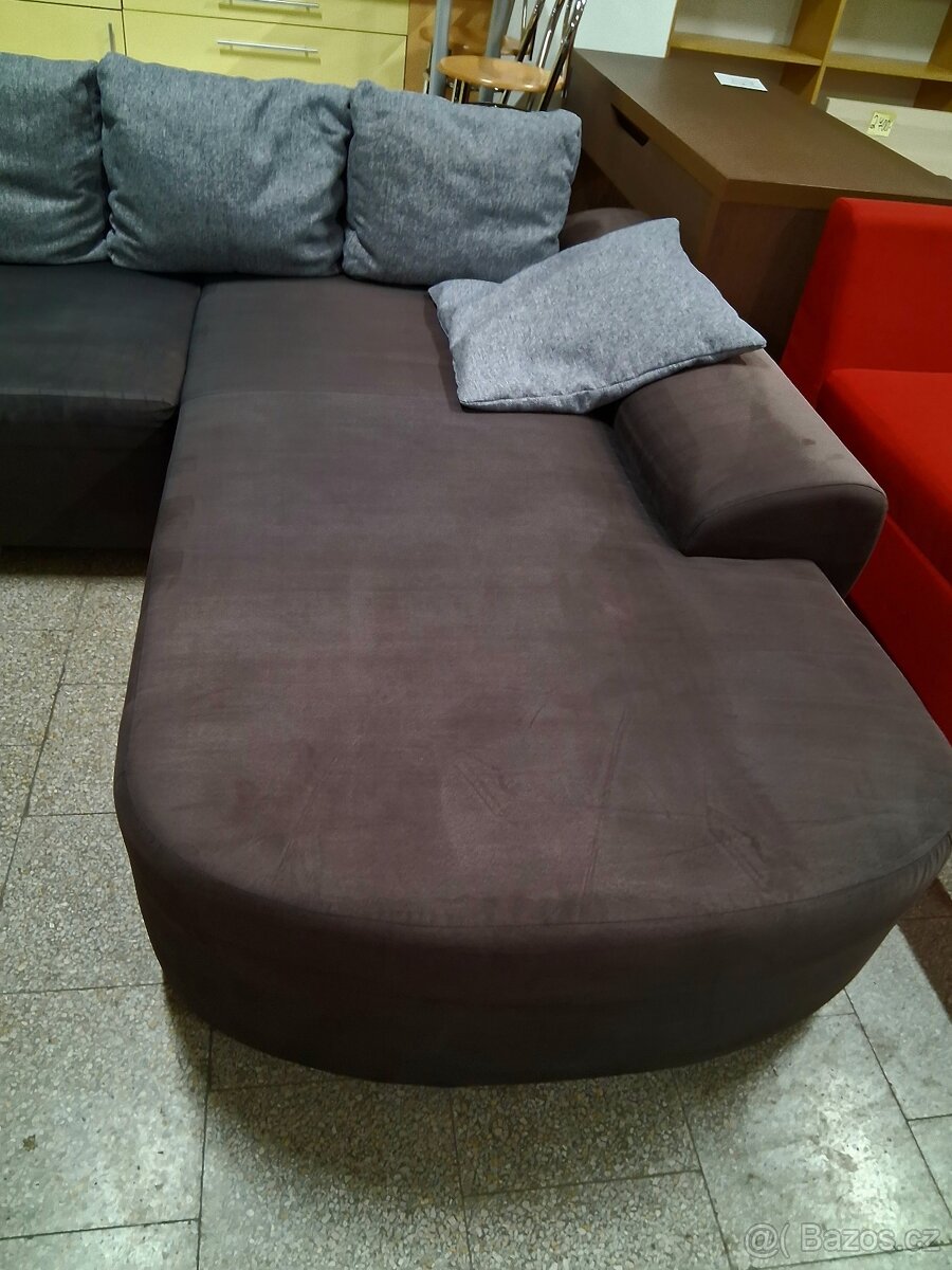 Sedacka rohová rozkládací hnědá - 4