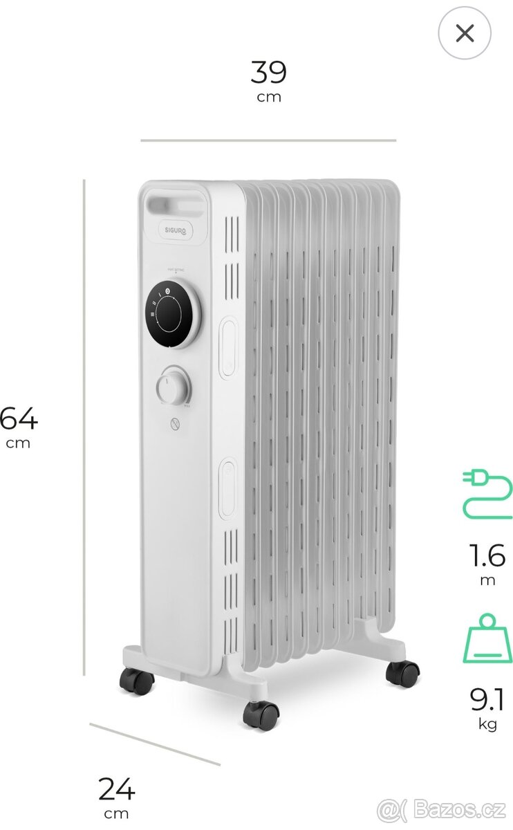 Olejový radiátor/přímotop/topení - 4