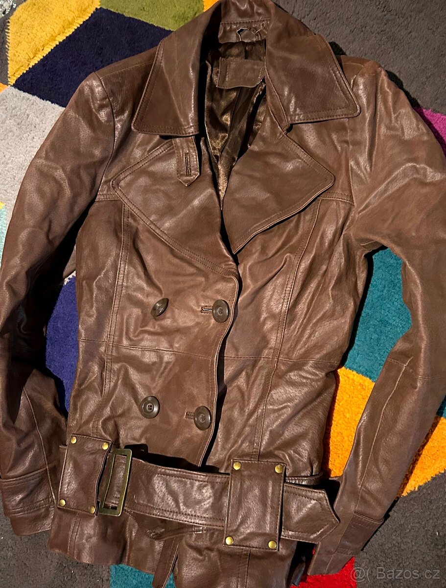 DÁMSKÁ KOŽENÁ SLIM BUNDA- 100% PIG LEATHER 38-40 - 4