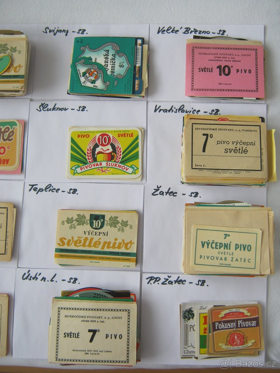 pivní etikety sbírka severní Čechy 20 pivovarů 2500ks - 4