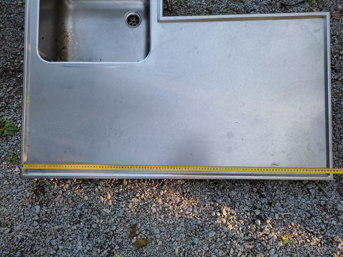 nerezový trojdřez, police na gastro nádoby, dvojdřez - 4