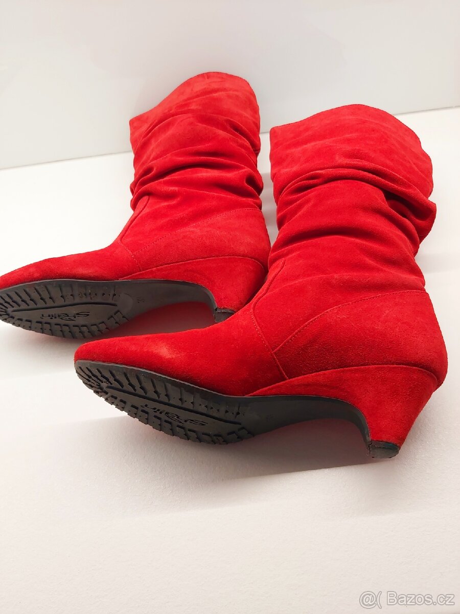 Červené kozačky z pravé kůže vel.38 - 4