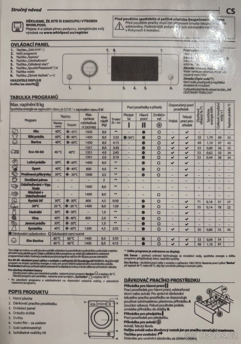 Pračka Whirlpool steam inverter motor - 4