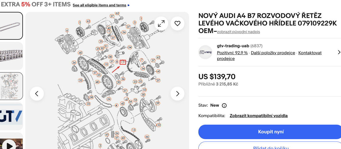 rozvodový řeťez VAČKY AUDI 079109229K a 079109229L - 4