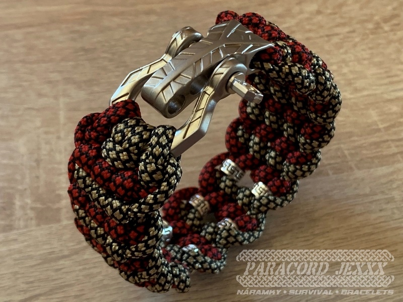 Paracord náramek (18 cm) red - bronze - 4