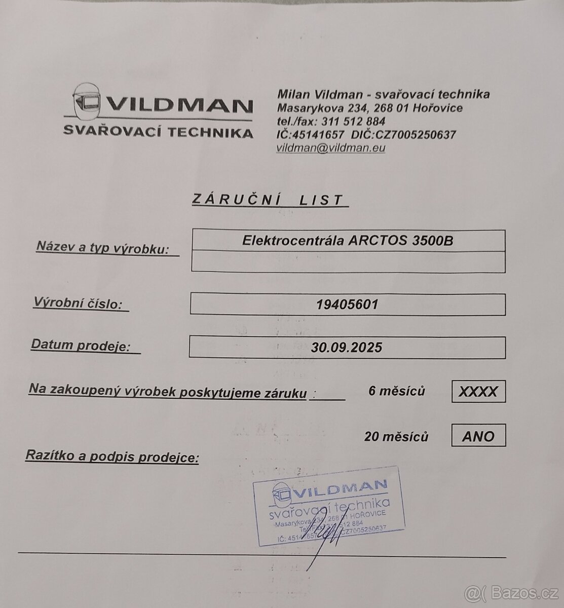 Elektrocentrála ARCTOS 3500B 3,5 KVA - 4