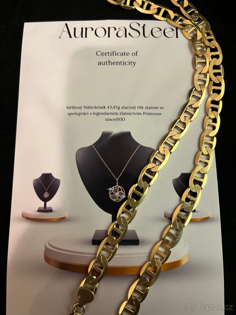Zlacený 14k stříbrný náhrdelník - 4