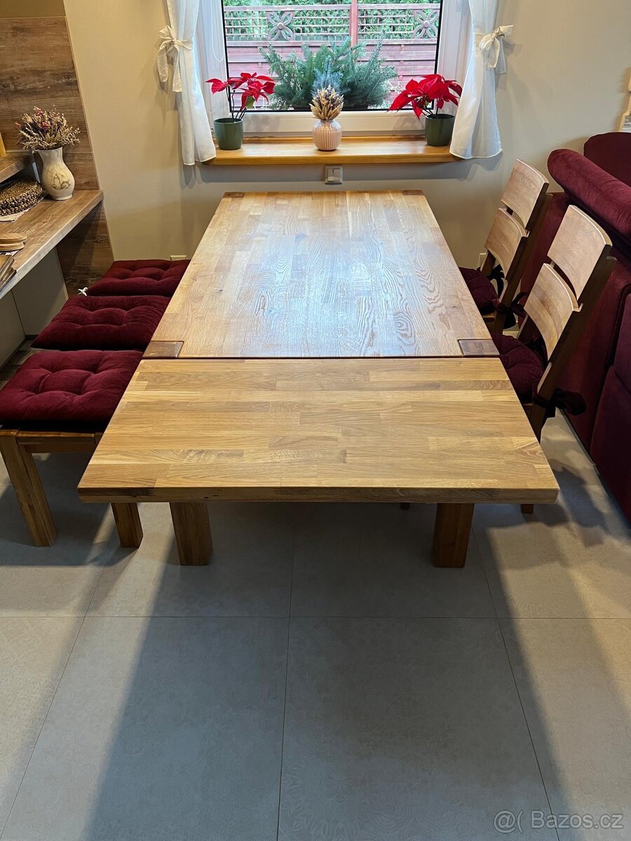 Jídelní sestava: stůl, lavice, židle, materiál dub - 4