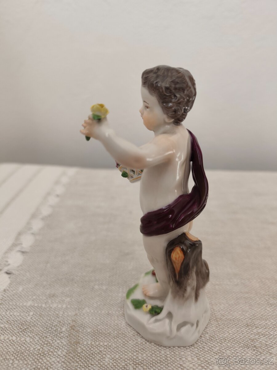 Meissen míšeň chlapec s košíkom porcelánová soška 13 cm - 4