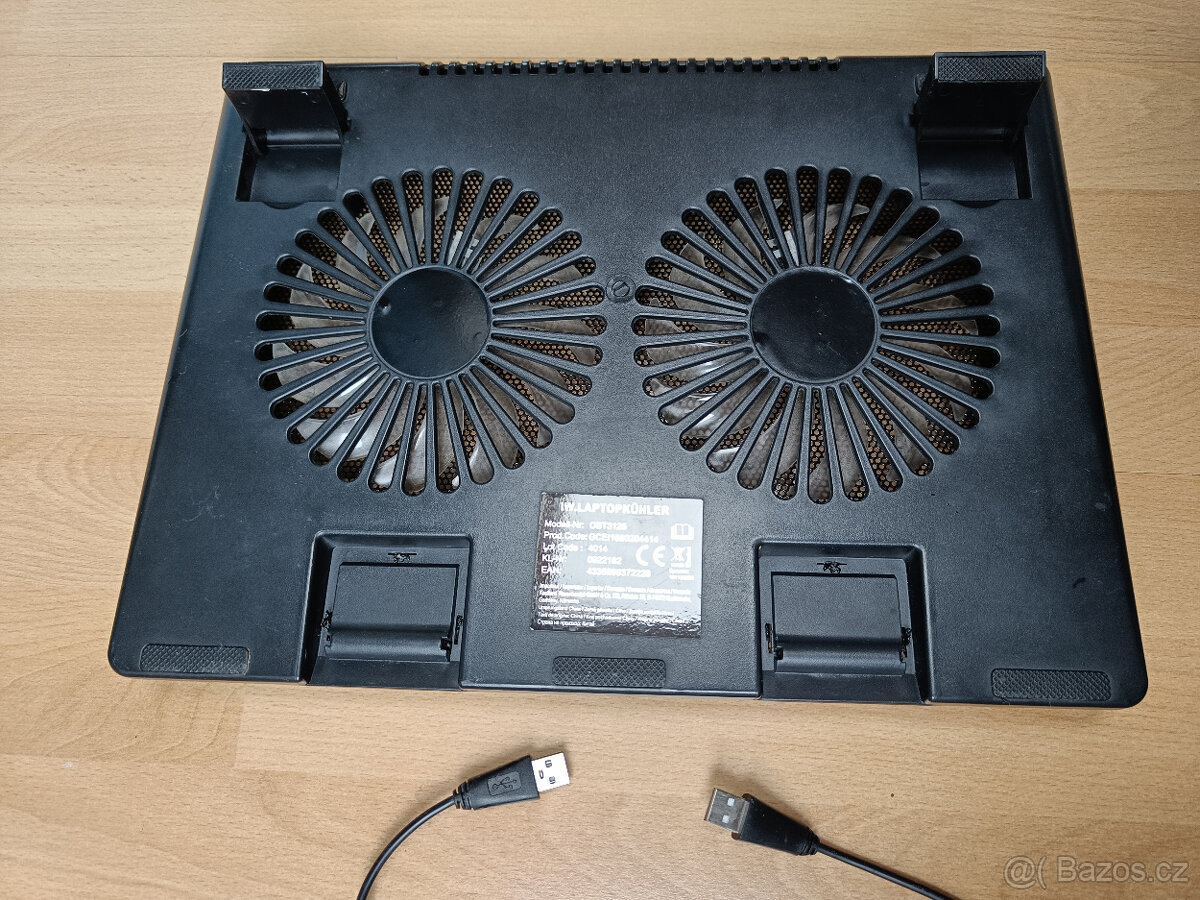 Chladící podložka pod notebook, 15", vypinac, 2xUSB, 2 vent - 4