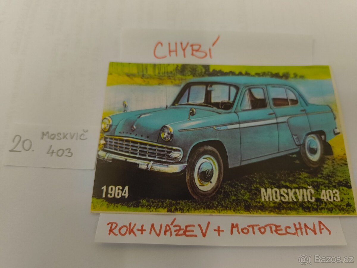 Kartičky z bonbonyéry Orion Mototechna - 4