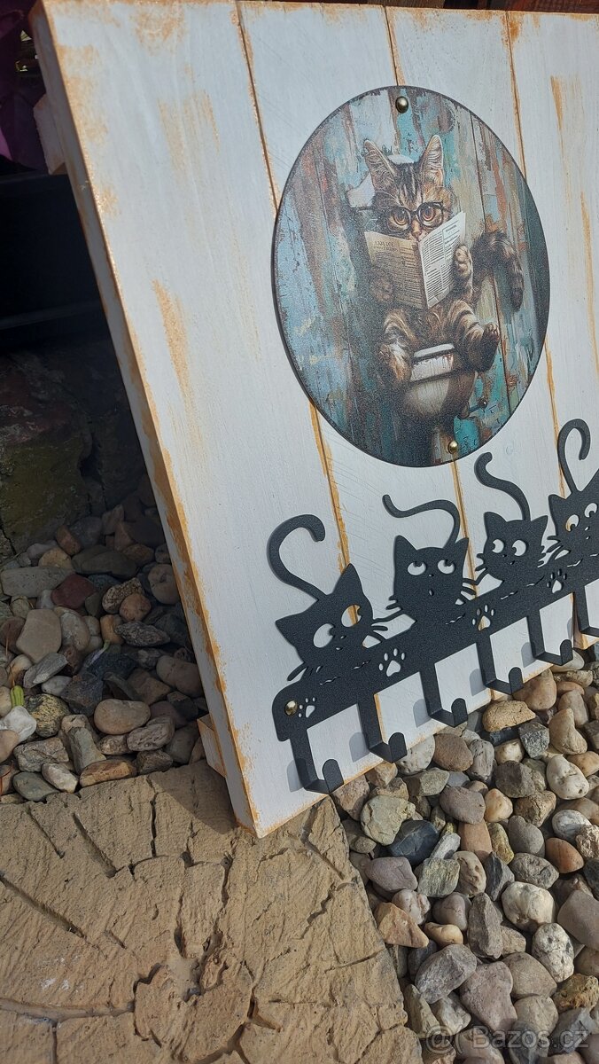 Hand made "kočičí " věšák na klíče Provence - 4