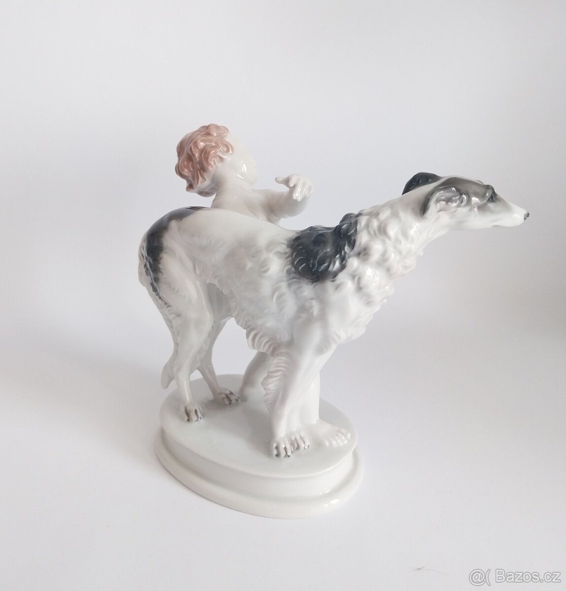 Starožitná porcelánová figura - putto a barzoj - Rosenthal - 4