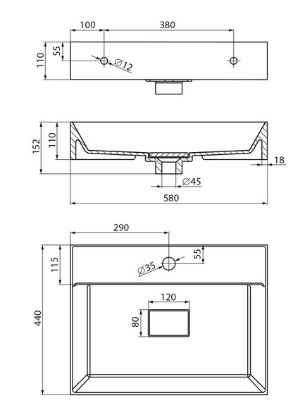 Sapho Godiva - Umyvadlo 58x44 cm Litý mramor - 4