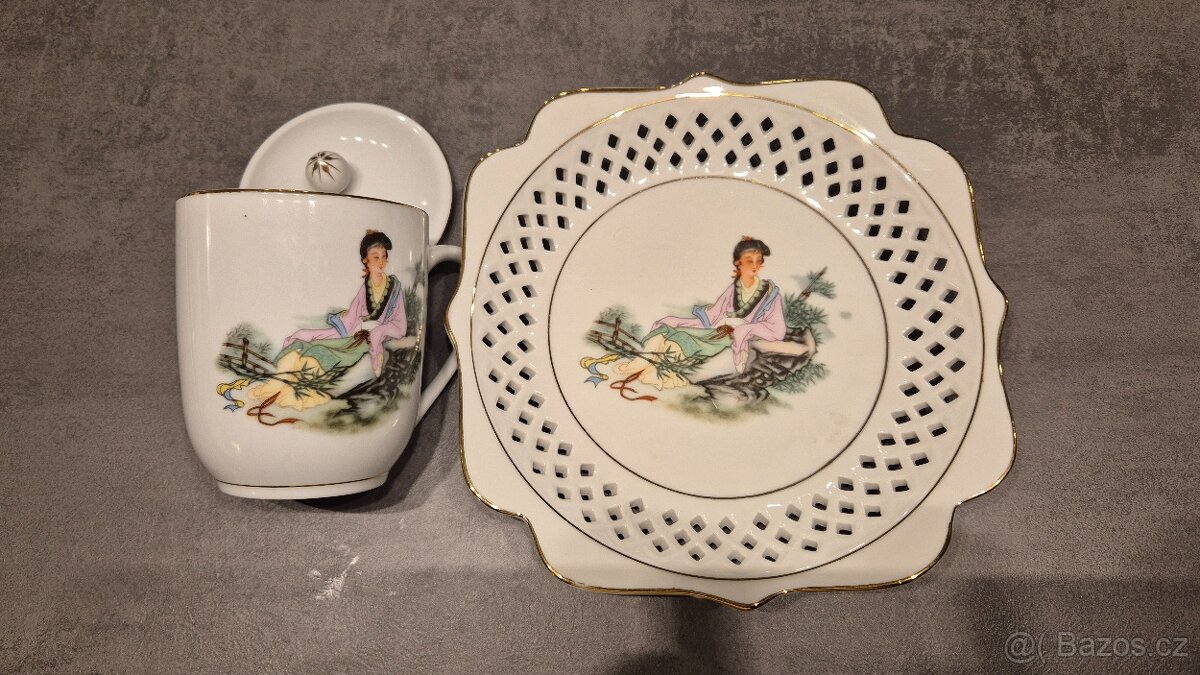 Talíř a hrnek s japonským motivem - 4