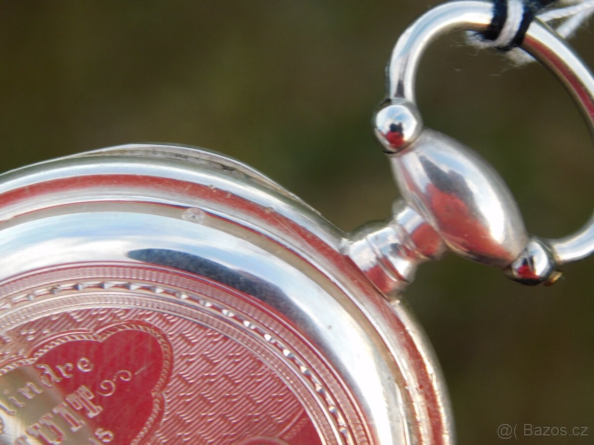 Starožitné stříbrné kapesní hodinky - klíčovky - 4