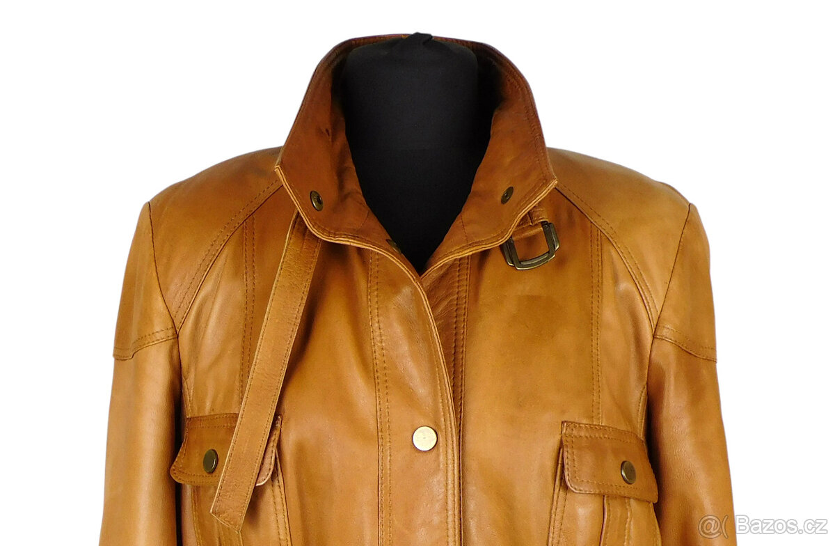 Kožená dámská koňaková bunda DENVER vel. L - 4