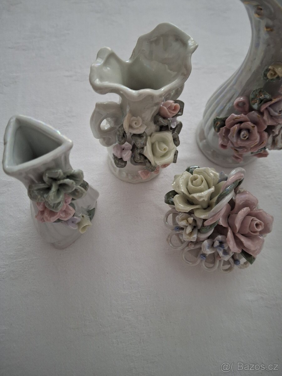 Vázičky + košíček - keramika - 4