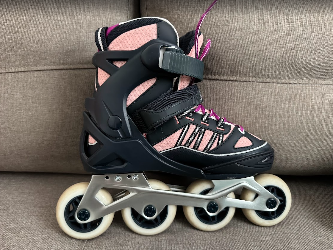 Dětské kolečkové brusle Oxelo FIT 5 – černo-růžové - 4
