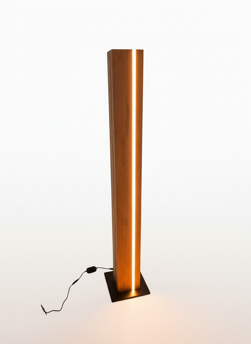 Designová dubová stojací lampa s LED a stmívačem (140 cm) - 4