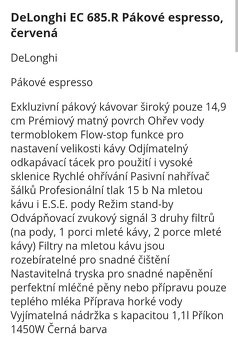DeLonghi EC68.5 Pákové espresso červené - 4
