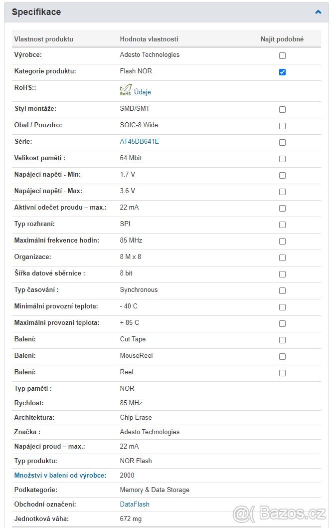 Adesto SPI Flash paměť 64Mbit 85MHz SOIC-8 - 4