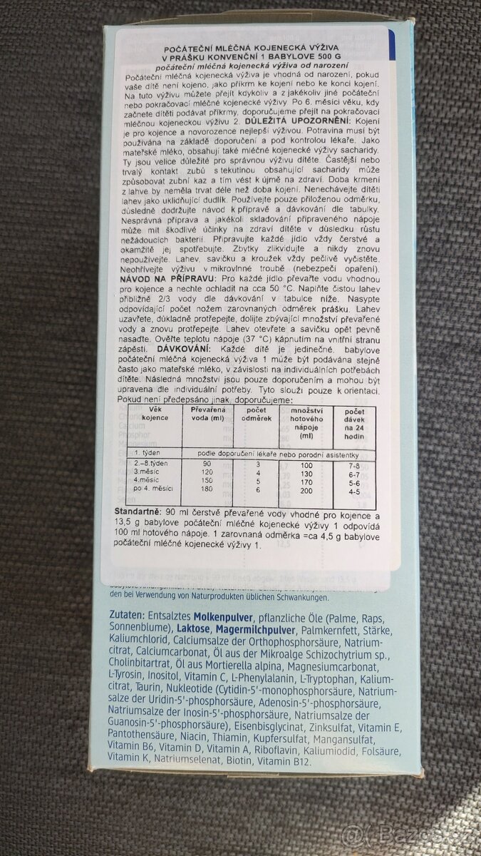 Umělé mléko Babylove 1 - 4