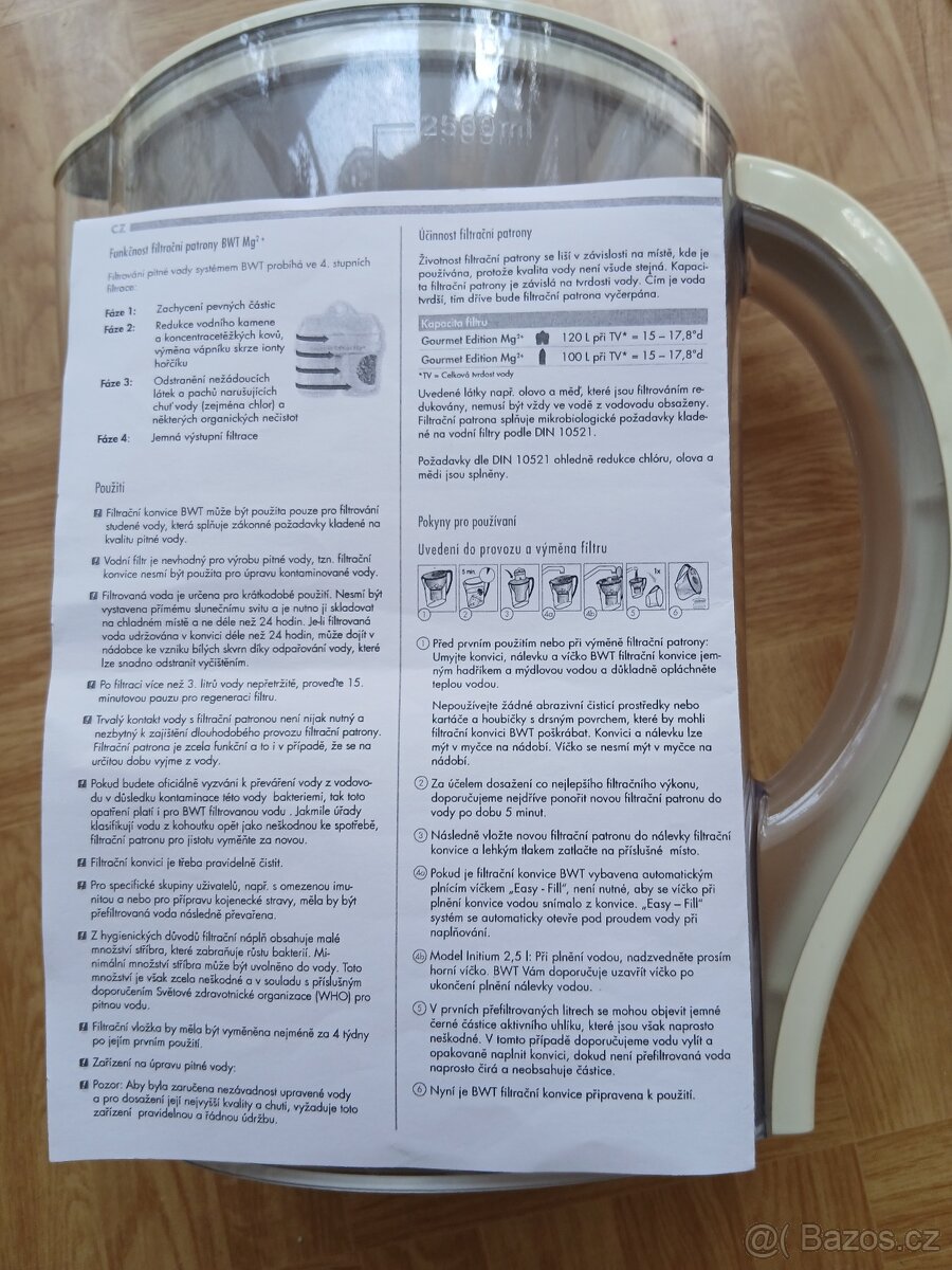 Konvice, džbán, filtrační, na vodu, BWT, návod - 4